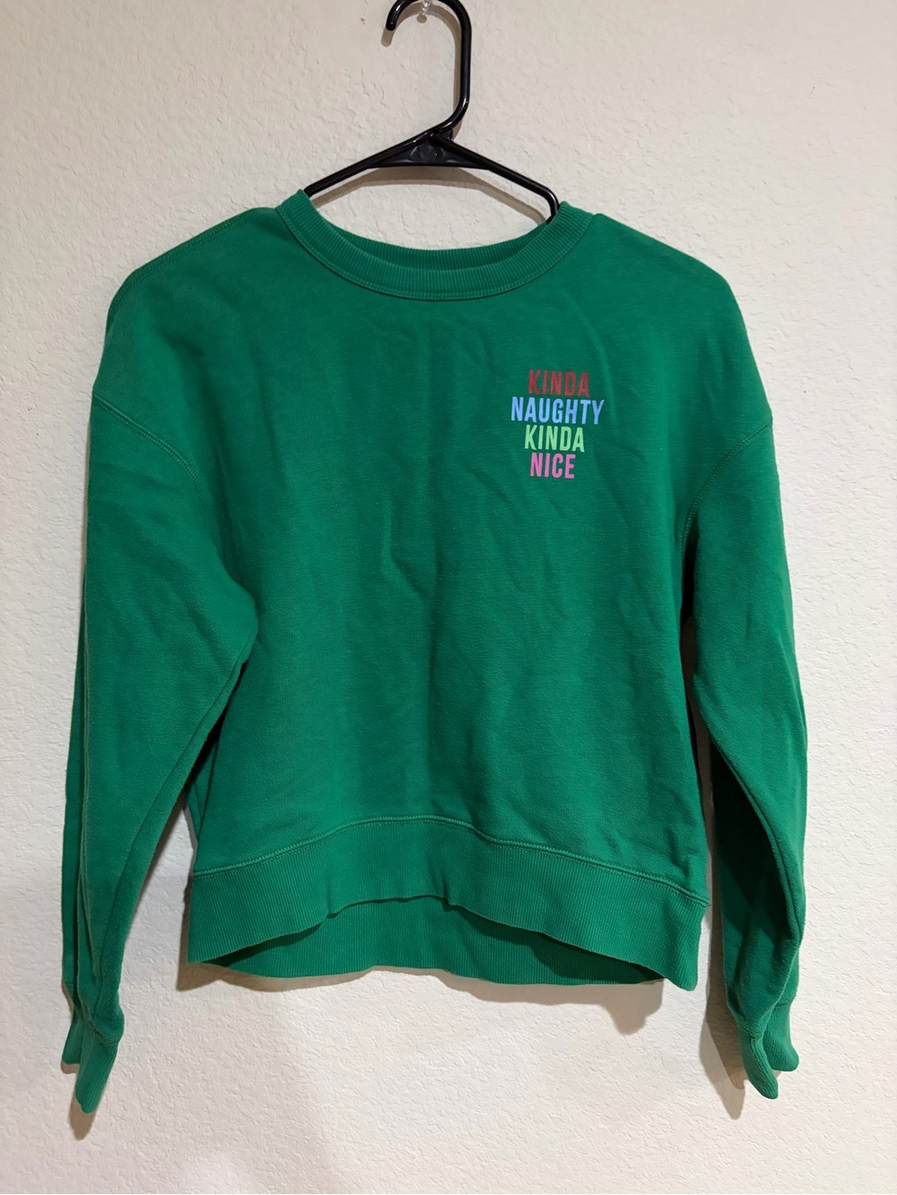 Wondershop Target Women’s XS Green Christmas Sweatshirt Kinda Naughty Kinda Nice